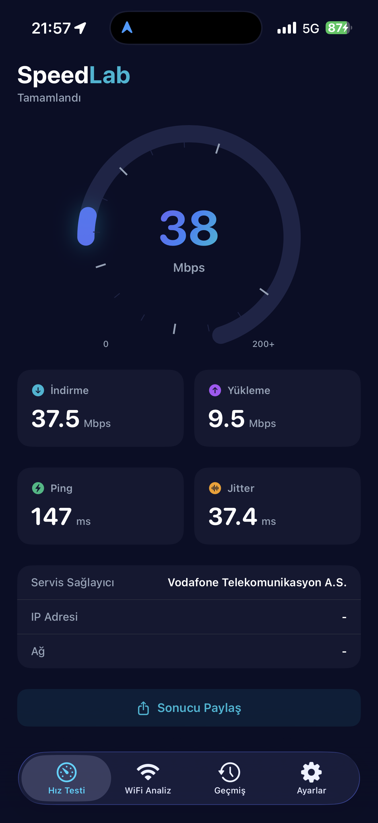 Speed Test Results
